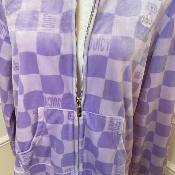 Juicy Couture Sweat Jacket size 1X Purple Checkered - Picture 3 of 7
